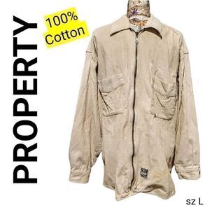 Property Neutral Light Tan Corduroy Lightweight Cotton Zip Up Jacket